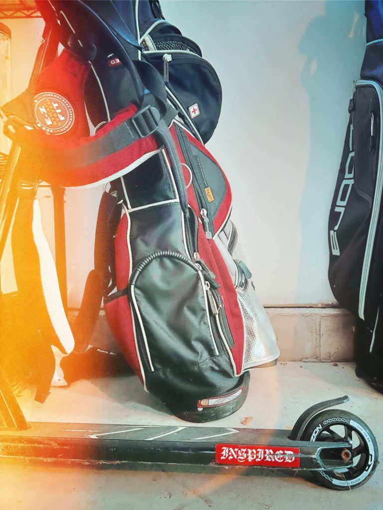Max's golf bag and scooter
