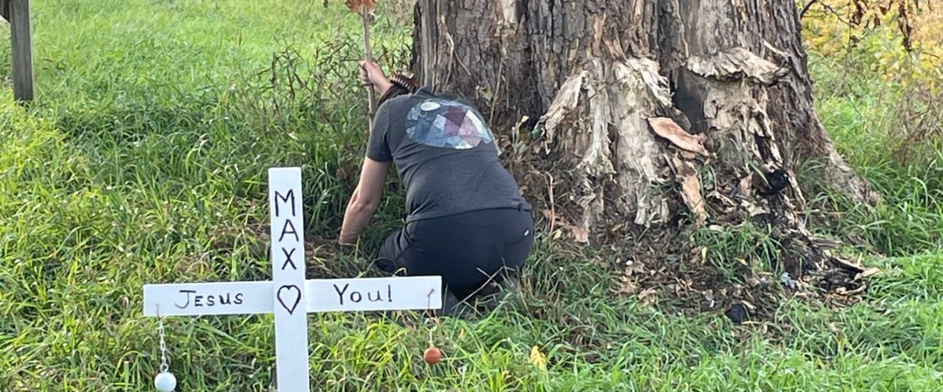 Amy Ver Beek at crash site Amy Ver Beek at crash site